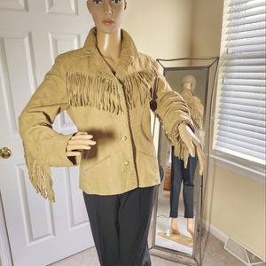 Lauren by Ralph Lauren Suede Leather Fringe Jacket
